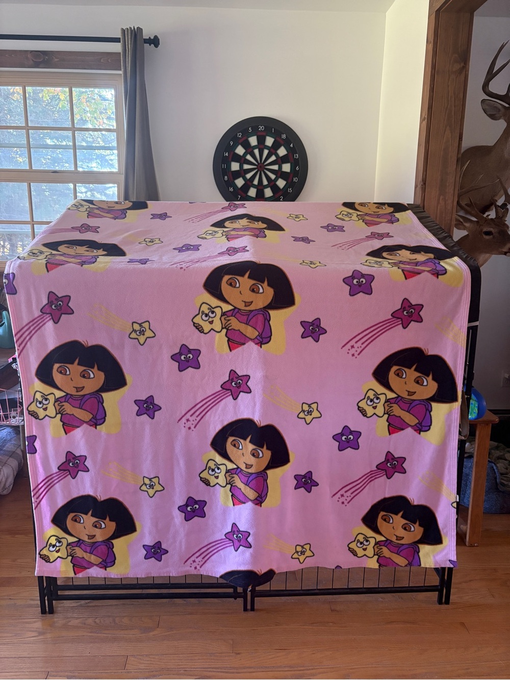 Retro Pink Dora-Themed Kids Blanket - Plush Cartoon Bedding